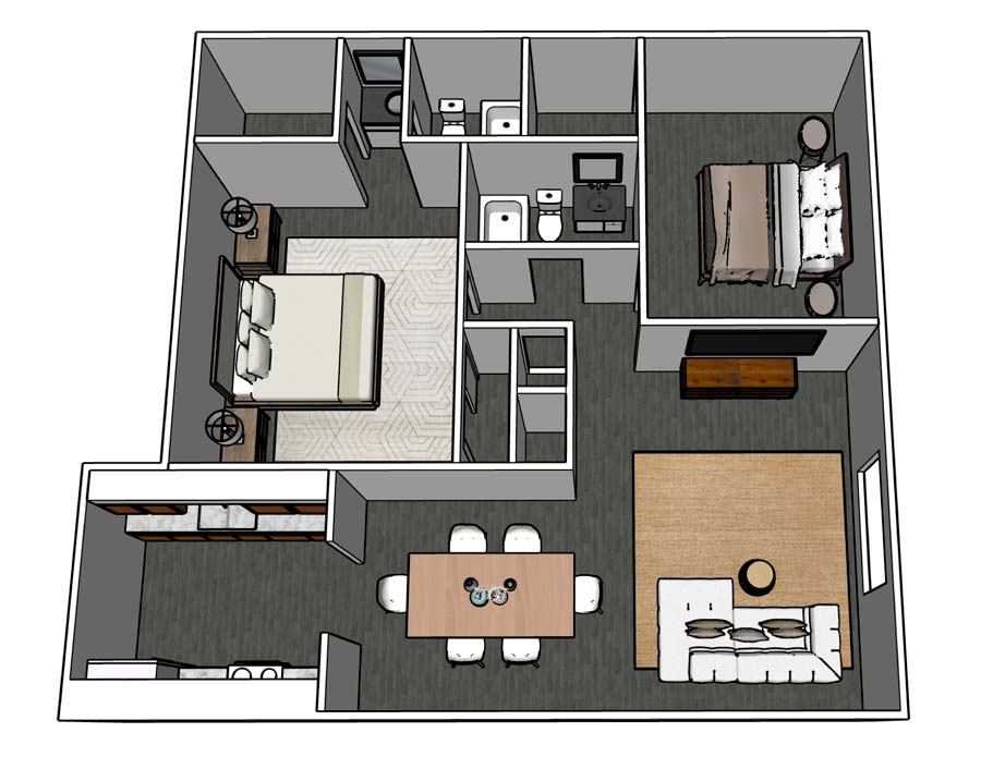 B1 3D Floor plan rendering